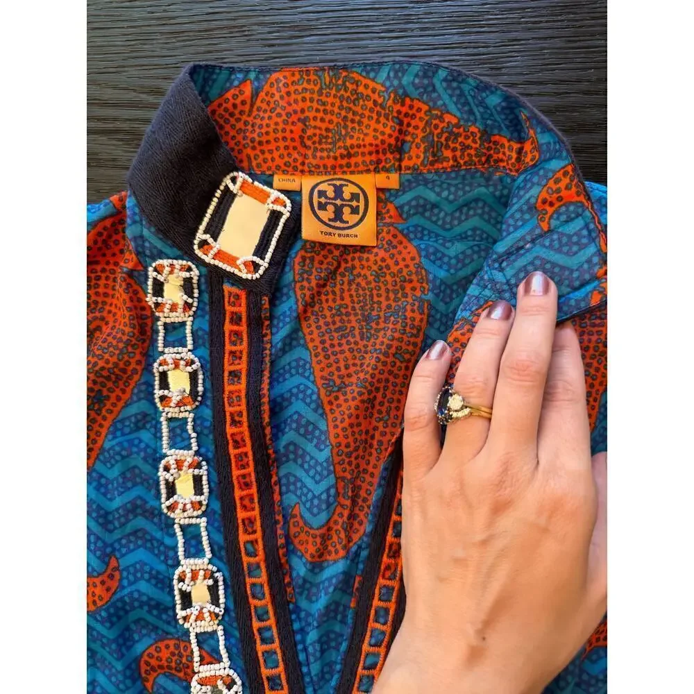 Tory Burch V-Neck Shirt multicolor paisley tunic